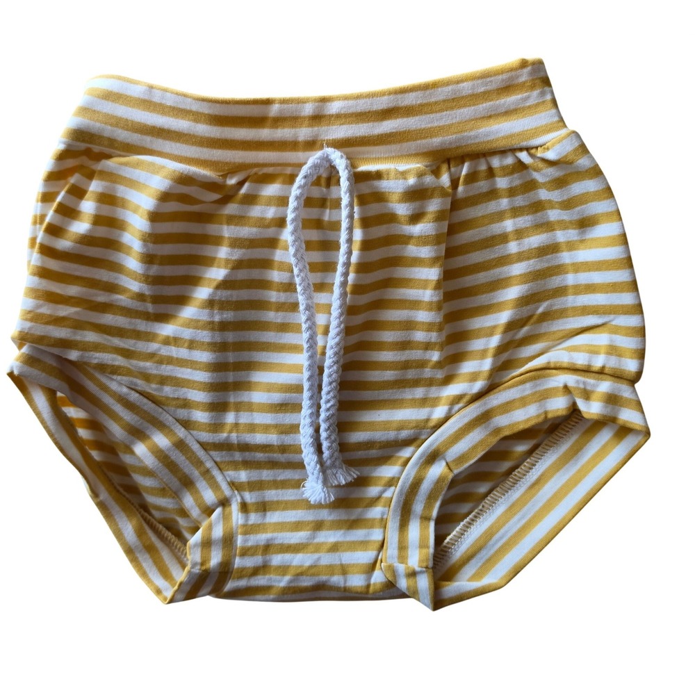 Yellow White Striped Baby Bummies Shorts Bloomers 9-12M Striped